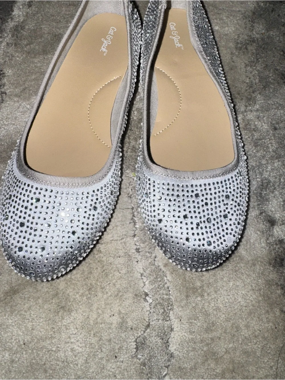 Cat & Jack Silver Crystal Ballet Flats for Girls